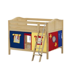 Maxtrix Full Low Bunk Bed With Angled Ladder + Curtain -Kids Furniture GULP29 NC e67d4cfd 28ab 40f4 99d2 3e0b690bfb28