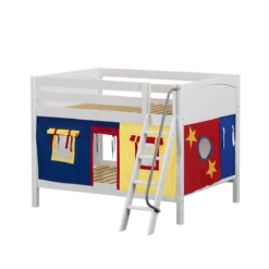 Maxtrix Full Low Bunk Bed With Angled Ladder + Curtain -Kids Furniture GULP29 WP 139b2250 121b 47a1 9f4e 48a9a30957b2