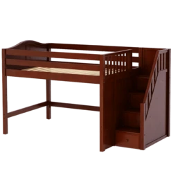Maxtrix Full Mid Loft Bed With Stairs -Kids Furniture HIT CC 316abd03 b3e7 4140 903f ad152c39770f