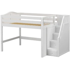 Maxtrix Full Mid Loft Bed With Stairs -Kids Furniture HIT WC c22d62ee 463c 456e 8f54 643bdcf75a7c