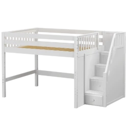 Maxtrix Full Mid Loft Bed With Stairs