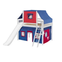 Maxtrix Full Mid Loft Bed With Angled Ladder, Curtain, Top Tent + Slide -Kids Furniture HONEY21 WS 3bb45748 0322 4052 9018 90a619e608f7