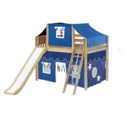 Maxtrix Full Mid Loft Bed With Angled Ladder, Curtain, Top Tent + Slide -Kids Furniture HONEY22 NS 0ebfb875 021a 4e48 9862 9358d9465789