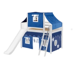 Maxtrix Full Mid Loft Bed With Angled Ladder, Curtain, Top Tent + Slide -Kids Furniture HONEY22 WS 6a59af39 37b0 4a93 aa0b 503f01ddb37b