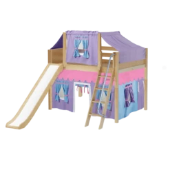 Maxtrix Full Mid Loft Bed With Angled Ladder, Curtain, Top Tent + Slide -Kids Furniture HONEY27 NP c7ed0ff3 2801 402d a4d2 2f3d099636d6