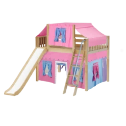 Maxtrix Full Mid Loft Bed With Angled Ladder, Curtain, Top Tent + Slide -Kids Furniture HONEY28 NS cc8ced35 26d1 41d7 9b27 7f77297b38a4