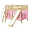 Maxtrix Full Medium Bunk Bed With Angled Ladder, Curtain + Slide 2 Maxtrix Full Medium Bunk Bed With Angled Ladder, Curtain + Slide -Kids Furniture HOORAY 64 NS