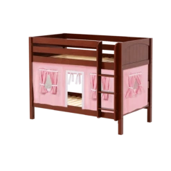 Maxtrix Twin Low Bunk Bed With Angled Ladder + Curtain -Kids Furniture HOTHOT23 CP