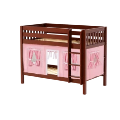 Maxtrix Twin Low Bunk Bed With Angled Ladder + Curtain -Kids Furniture HOTHOT23 CS
