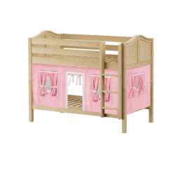 Maxtrix Twin Low Bunk Bed With Angled Ladder + Curtain -Kids Furniture HOTHOT23 NC