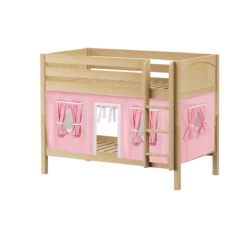 Maxtrix Twin Low Bunk Bed With Angled Ladder + Curtain -Kids Furniture HOTHOT23 NP