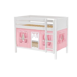 Maxtrix Twin Low Bunk Bed With Angled Ladder + Curtain -Kids Furniture HOTHOT23 WP