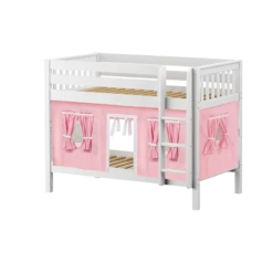 Maxtrix Twin Low Bunk Bed With Angled Ladder + Curtain -Kids Furniture HOTHOT23 WS