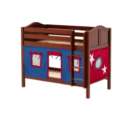 Maxtrix Twin Low Bunk Bed With Straight Ladder + Curtain -Kids Furniture HOTSHOT21 CC