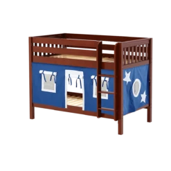 Maxtrix Twin Low Bunk Bed With Straight Ladder + Curtain -Kids Furniture HOTSHOT22 CS