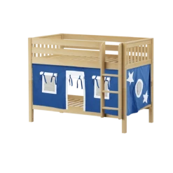 Maxtrix Twin Low Bunk Bed With Straight Ladder + Curtain -Kids Furniture HOTSHOT22 NS