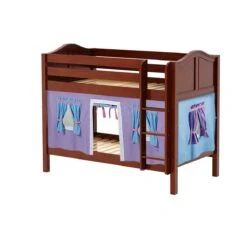 Maxtrix Twin Low Bunk Bed With Straight Ladder + Curtain -Kids Furniture HOTSHOT 27 CC