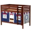 Maxtrix Twin Low Bunk Bed With Straight Ladder + Curtain -Kids Furniture HOTSHOT 44 CS