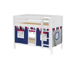 Maxtrix Twin Low Bunk Bed With Straight Ladder + Curtain -Kids Furniture HOTSHOT 44 WP