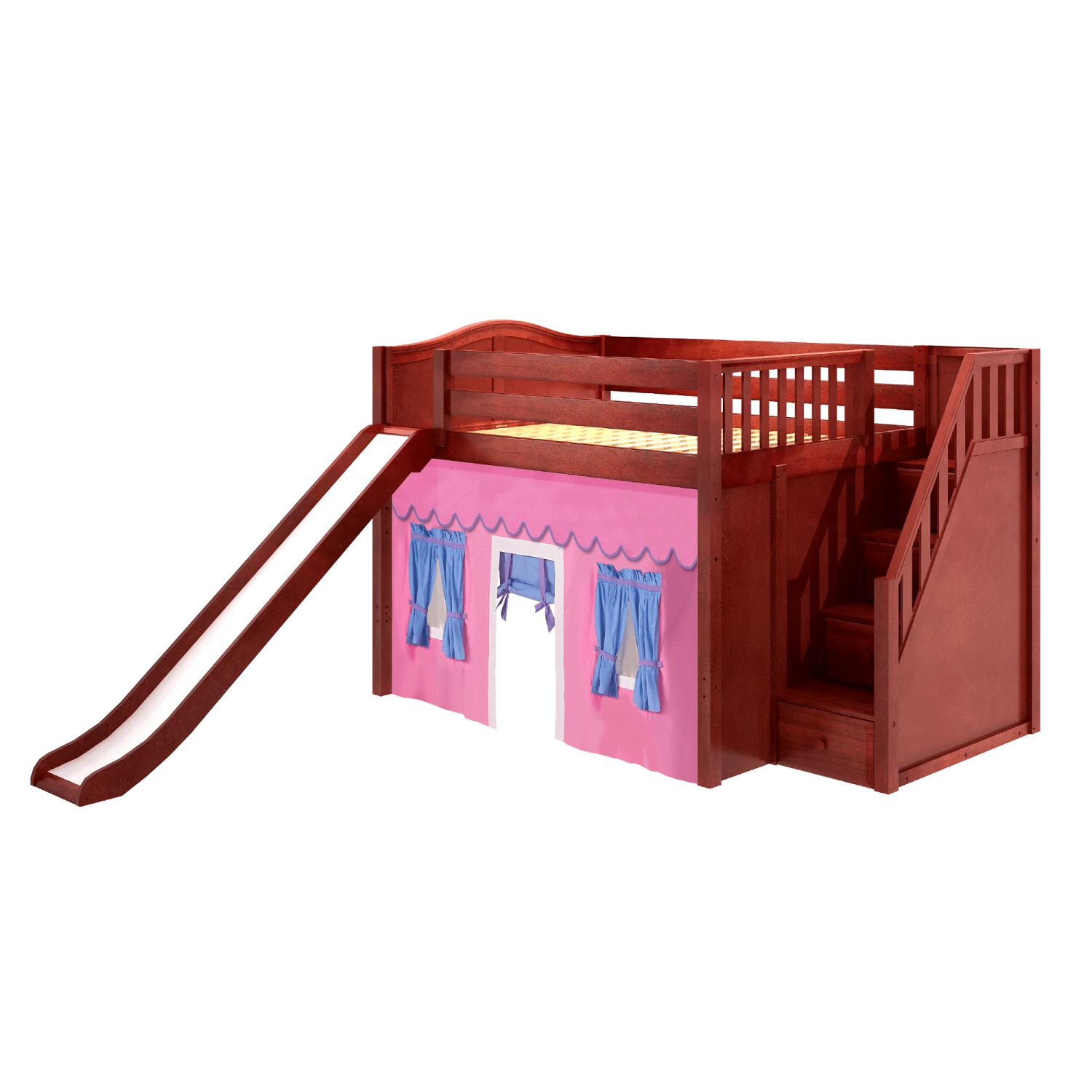 Maxtrix Full Mid Loft Bed With Stairs, Curtain + Slide 11 Maxtrix Full Mid Loft Bed With Stairs, Curtain + Slide - Image 9