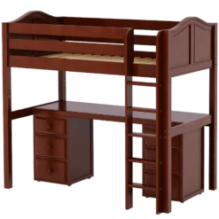 Maxtrix Twin High Loft Bed With Straight Ladder + Desk 31 Maxtrix Twin High Loft Bed With Straight Ladder + Desk -Kids Furniture JIBJAB3 CC