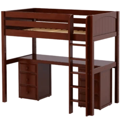 Maxtrix Twin High Loft Bed With Straight Ladder + Desk 29 Maxtrix Twin High Loft Bed With Straight Ladder + Desk -Kids Furniture JIBJAB3 CP