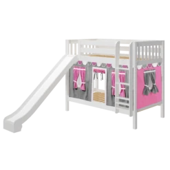 Maxtrix Twin Medium Bunk Bed With Straight Ladder, Curtain + Slide