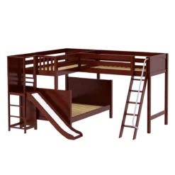 Maxtrix High Twin Over Full Corner Loft Bunk Bed With Ladder + Slide Platform -Kids Furniture JUMBLE CP 7accfca8 368a 4881 b7a0 b96a9497ade1