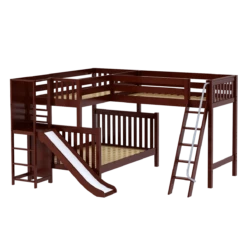 Maxtrix High Twin Over Full Corner Loft Bunk Bed With Ladder + Slide Platform -Kids Furniture JUMBLE CS d3e53cce ba63 47a1 bbb7 cfb45396767e