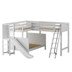 Maxtrix High Twin Over Full Corner Loft Bunk Bed With Ladder + Slide Platform -Kids Furniture JUMBLE WP e9e47a8e d75f 44f5 8873 b94178af145d
