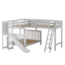Maxtrix High Twin Over Full Corner Loft Bunk Bed With Ladder + Slide Platform -Kids Furniture JUMBLE WS 6a617c33 5671 45af abfb 93b4bd69c972