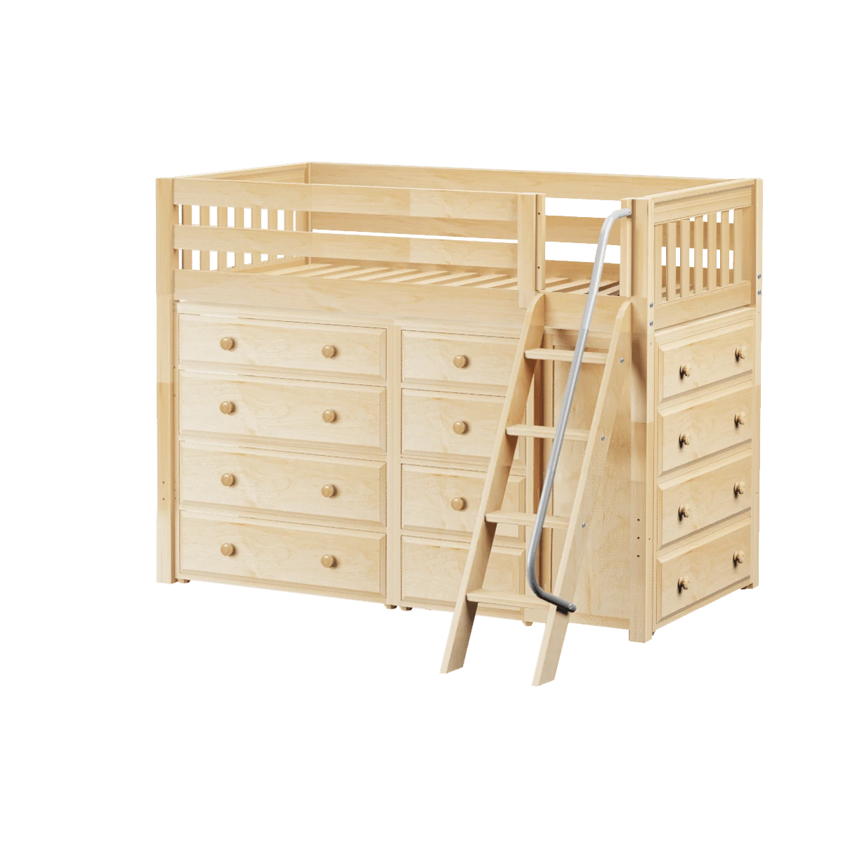 Maxtrix Twin Mid Loft Bed With Angled Ladder + Storage 3 Maxtrix Twin Mid Loft Bed With Angled Ladder + Storage