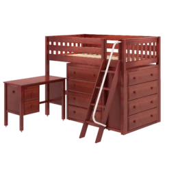 Maxtrix Twin Mid Loft Bed With Angled Ladder, Storage + Desk -Kids Furniture KATCHING21L CS