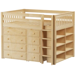 Maxtrix Full Mid Loft Bed With Straight Ladder + Storage