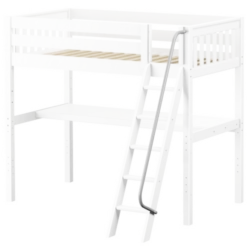 Maxtrix Twin High Loft Bed With Angled Ladder + Desk -Kids Furniture KNOCKOUT1 WS