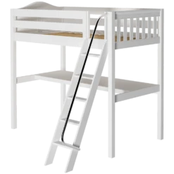 Maxtrix Twin High Loft Bed With Angled Ladder + Desk -Kids Furniture KNOCKOUT1 WC LEFT