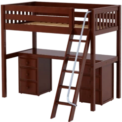 Maxtrix Twin XL High Loft Bed With Angle Ladder + Desk -Kids Furniture KNOCKOUT3 CS