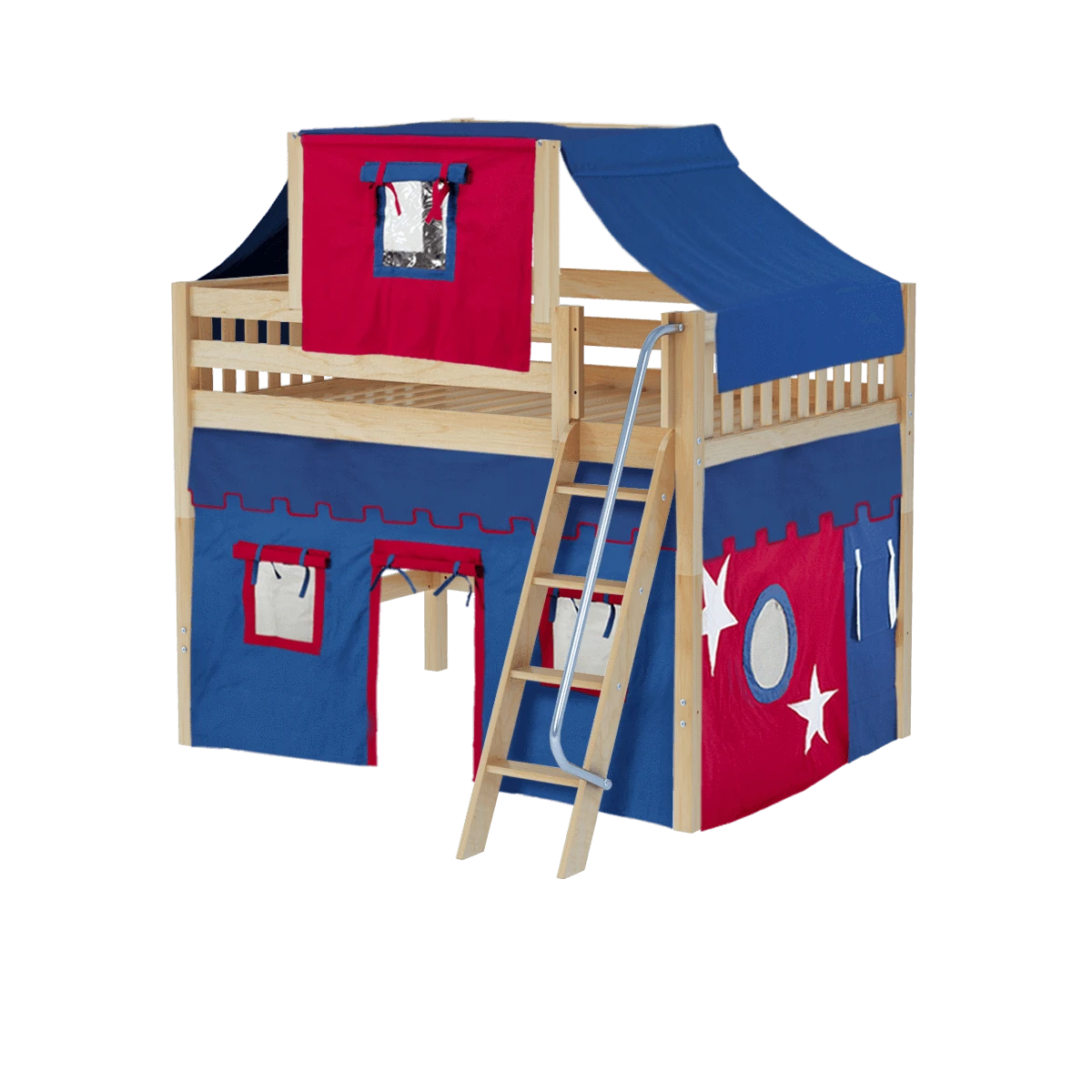 Maxtrix Full Mid Loft Bed With Angled Ladder, Curtain + Top Tent 17 Maxtrix Full Mid Loft Bed With Angled Ladder, Curtain + Top Tent - Image 15