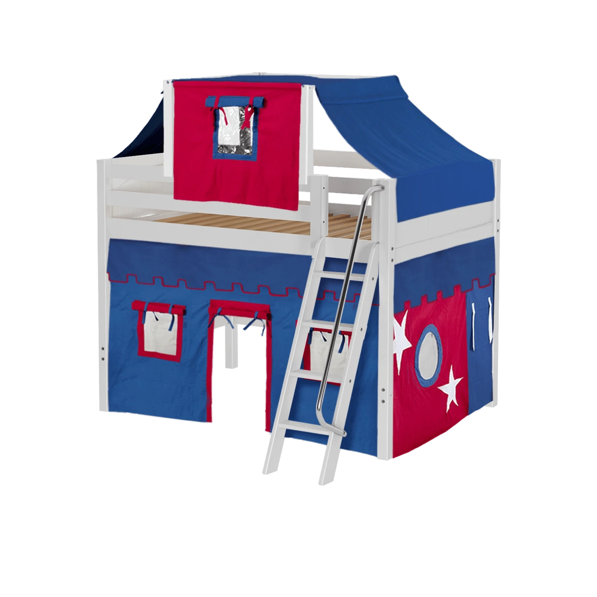 Maxtrix Full Mid Loft Bed With Angled Ladder, Curtain + Top Tent 18 Maxtrix Full Mid Loft Bed With Angled Ladder, Curtain + Top Tent - Image 16