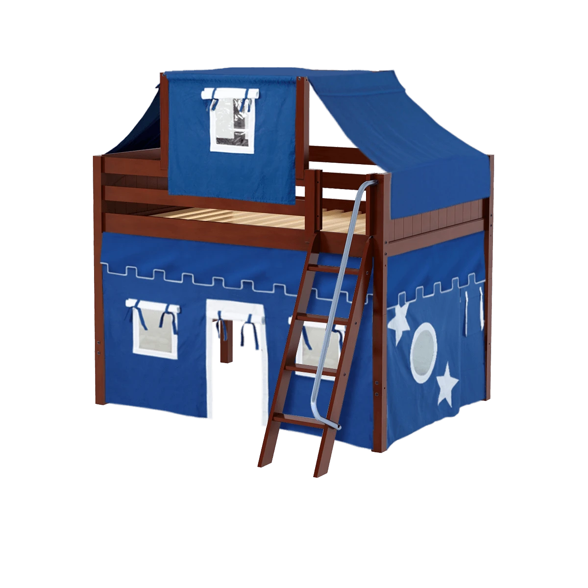 Maxtrix Full Mid Loft Bed With Angled Ladder, Curtain + Top Tent 12 Maxtrix Full Mid Loft Bed With Angled Ladder, Curtain + Top Tent - Image 10