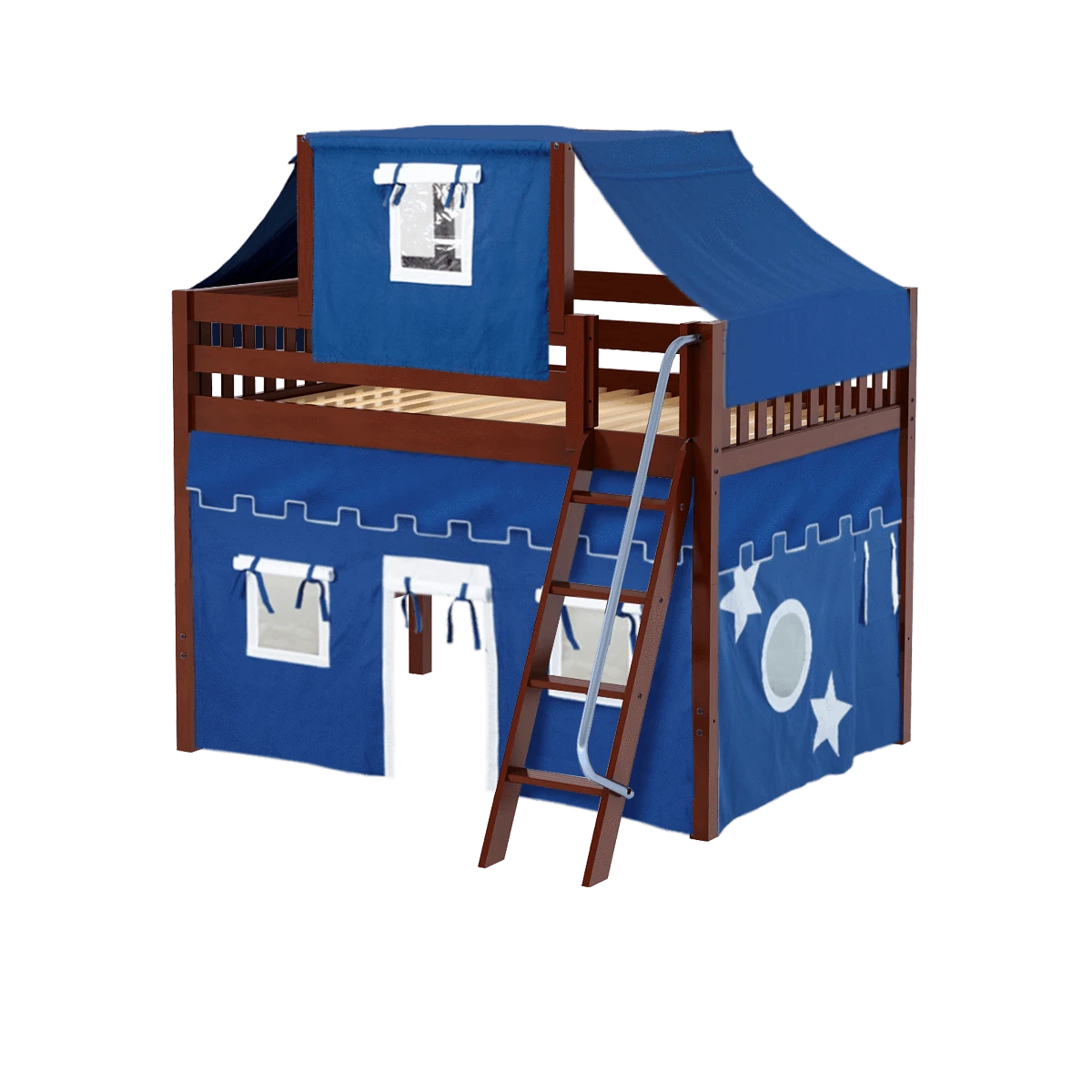 Maxtrix Full Mid Loft Bed With Angled Ladder, Curtain + Top Tent 13 Maxtrix Full Mid Loft Bed With Angled Ladder, Curtain + Top Tent - Image 11