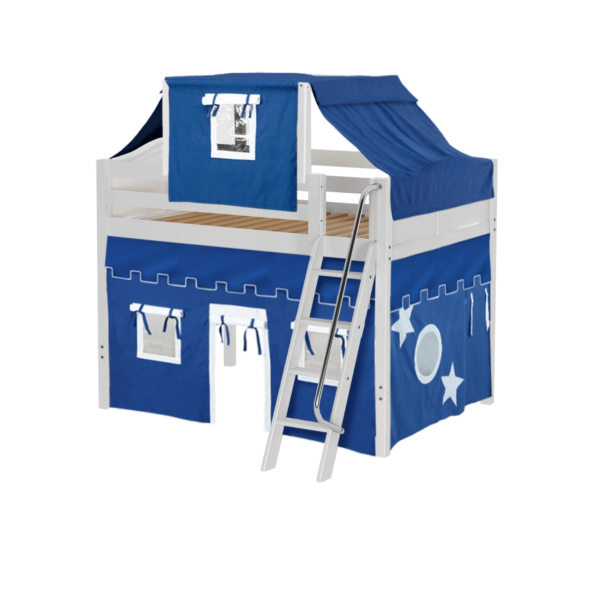 Maxtrix Full Mid Loft Bed With Angled Ladder, Curtain + Top Tent 14 Maxtrix Full Mid Loft Bed With Angled Ladder, Curtain + Top Tent - Image 12