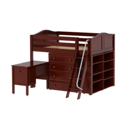 Maxtrix Full Mid Loft Bed With Angled Ladder, Storage + Desk 25 Maxtrix Full Mid Loft Bed With Angled Ladder, Storage + Desk -Kids Furniture KONG23L CC