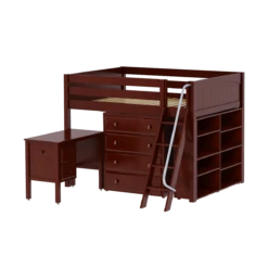 Maxtrix Full Mid Loft Bed With Angled Ladder, Storage + Desk 36 Maxtrix Full Mid Loft Bed With Angled Ladder, Storage + Desk -Kids Furniture KONG23L CP 6a764591 af34 48e5 83a6 838012d3415b