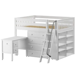 Maxtrix Full Mid Loft Bed With Angled Ladder, Storage + Desk