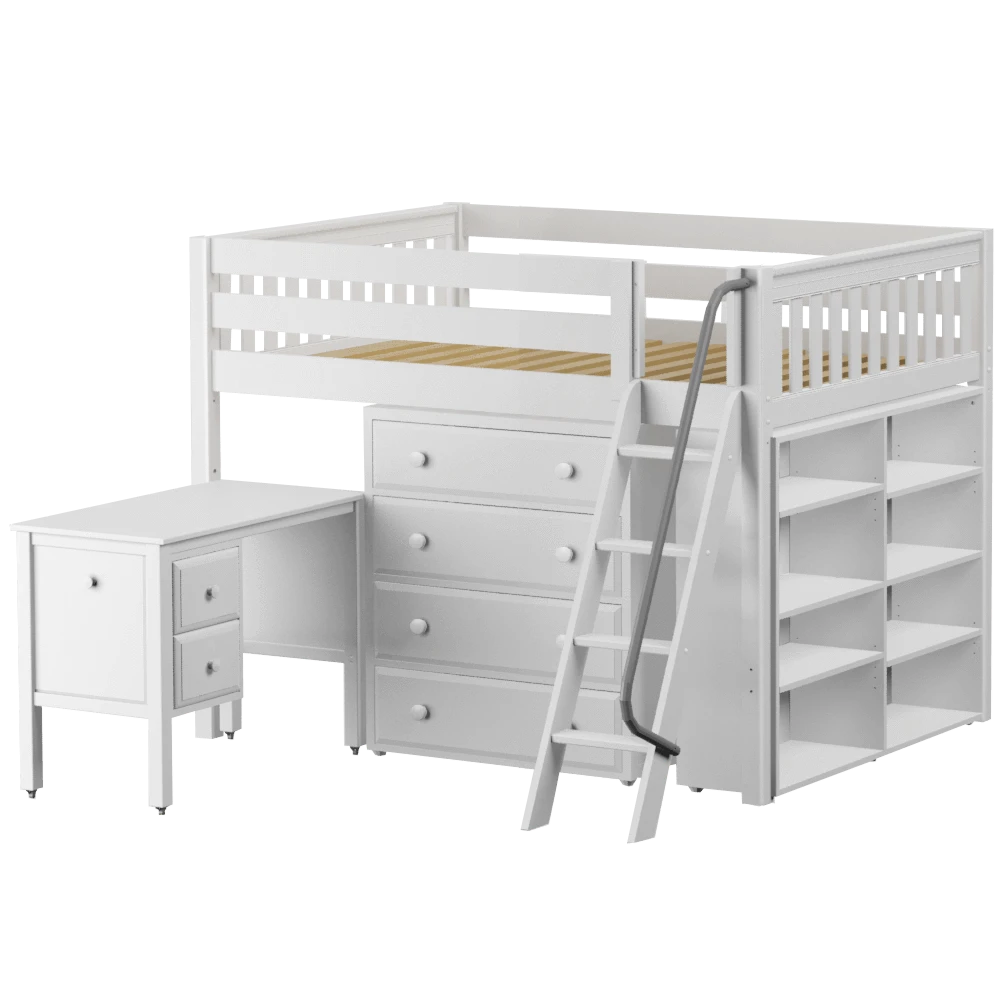 Maxtrix Full Mid Loft Bed With Angled Ladder, Storage + Desk 3 Maxtrix Full Mid Loft Bed With Angled Ladder, Storage + Desk