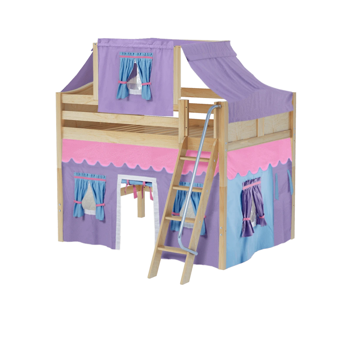 Maxtrix Full Mid Loft Bed With Angled Ladder, Curtain + Top Tent 10 Maxtrix Full Mid Loft Bed With Angled Ladder, Curtain + Top Tent - Image 8