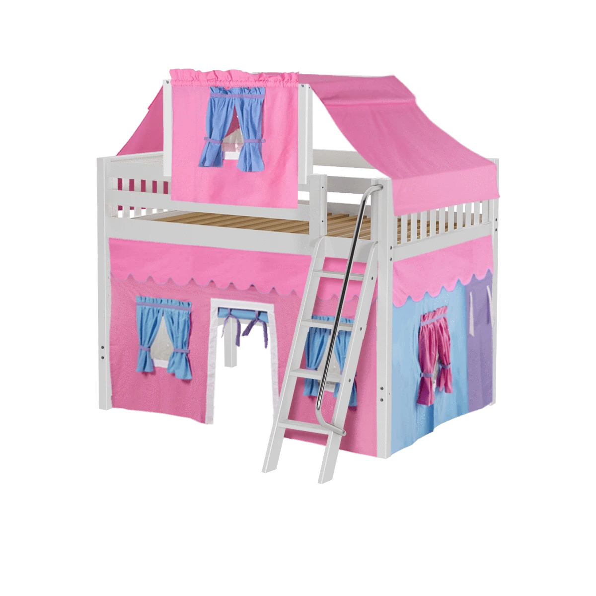 Maxtrix Full Mid Loft Bed With Angled Ladder, Curtain + Top Tent 9 Maxtrix Full Mid Loft Bed With Angled Ladder, Curtain + Top Tent - Image 7