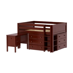 Maxtrix Full Low Loft Bed With Straight Ladder, Storage + Desk -Kids Furniture LARGE21L CP 80a4634a 8c77 49cb 9da2 c1d3d0e8c96d