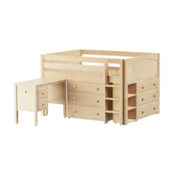 Maxtrix Full Low Loft Bed With Straight Ladder, Storage + Desk -Kids Furniture LARGE21L NP d14b95ab 7b51 45c2 83b3 38f59501082d